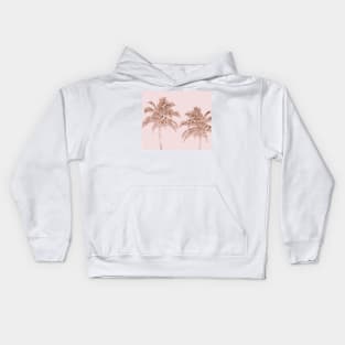 Glittering rose palm trees Kids Hoodie